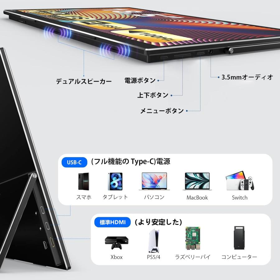 モバイルモニター 18.5インチ InnoView モバイルディスプレイ 120%sRGB