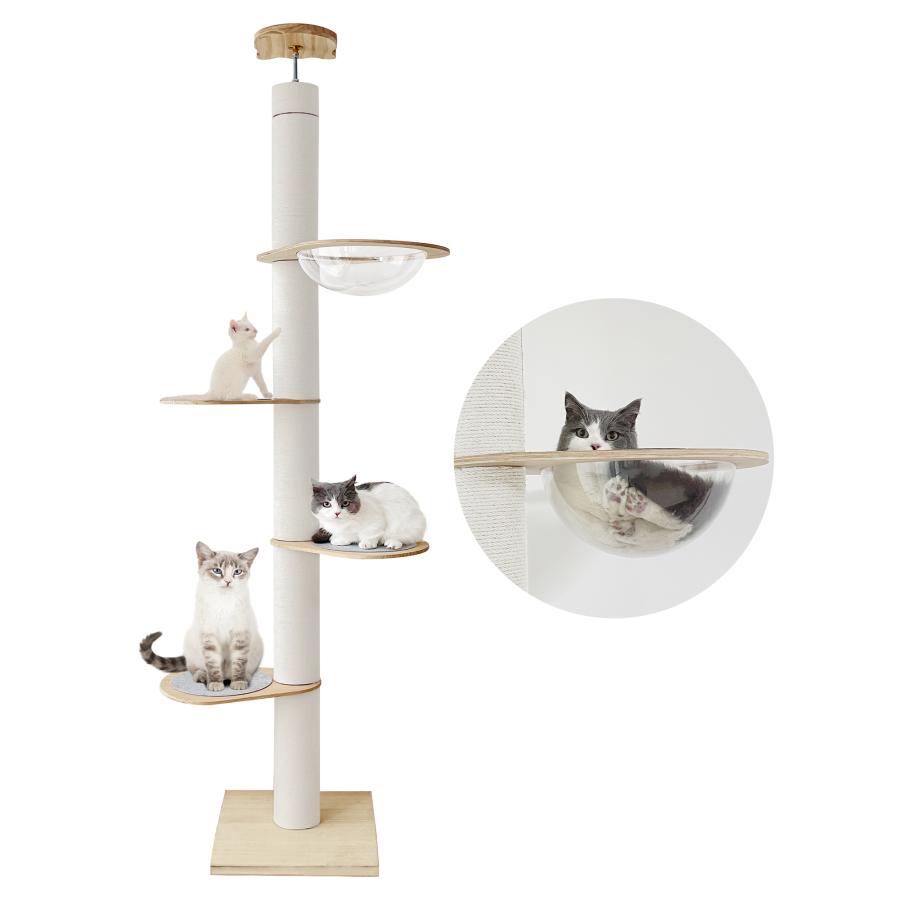 RAKU キャットタワー 猫タワー 突っ張り 特許技術 木製 スリム 高さ183