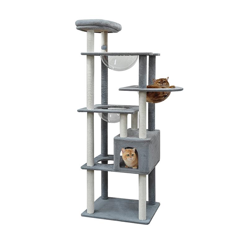 RAKU キャットタワー 猫タワー 高さ176cm/184cm 木製 布製 据え置き 爪