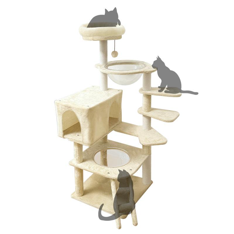 RAKU キャットタワー ねこタワー ヤフー1位 無垢材仕様登場 木製/布製