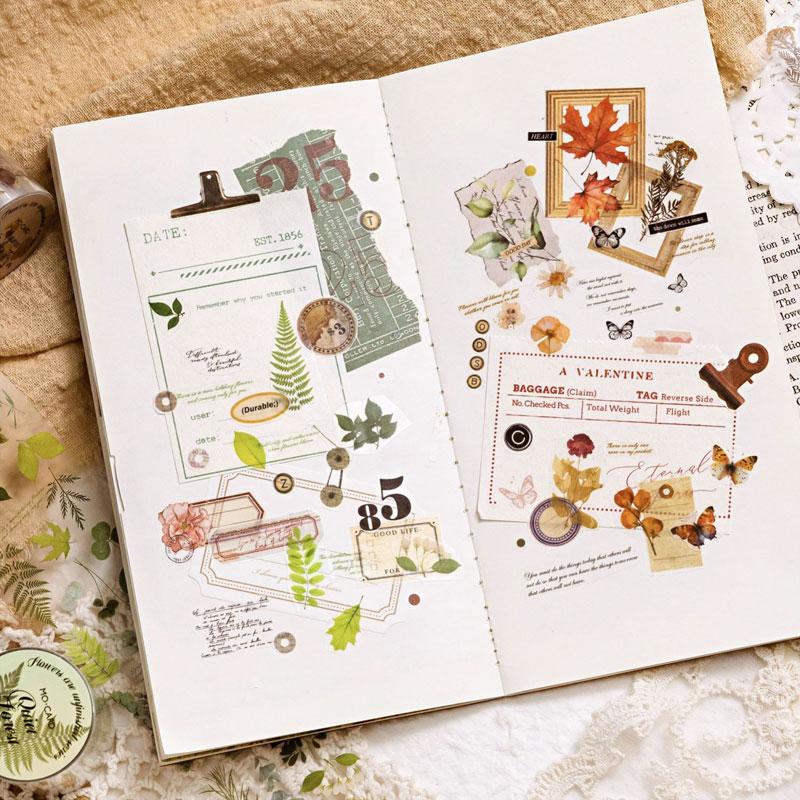 コラージュ 素材 マスキングテープ マステ 植物 バラ 花 薔薇 ジャンク