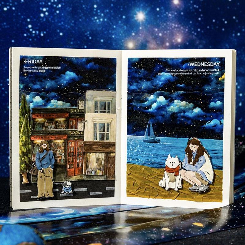 コラージュ 素材 マスキングテープ マステ 夜空 星空 夜景 星 月 宇宙