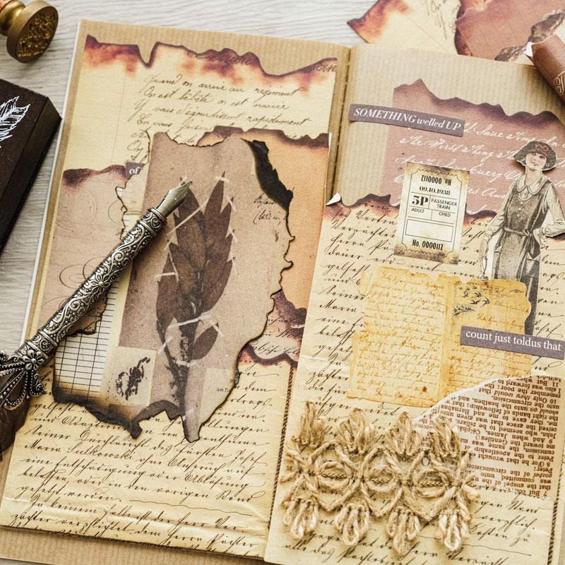 コラージュ 素材 デザイン ペーパー 手紙 英語 楽譜 英文 ジャンク