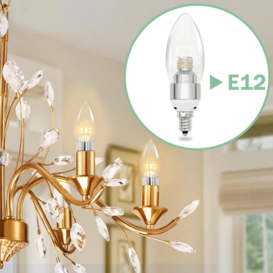 シャンデリア電球 LED透明電球 E12 E14 E17 E26 燭台電球 クリア 40W形