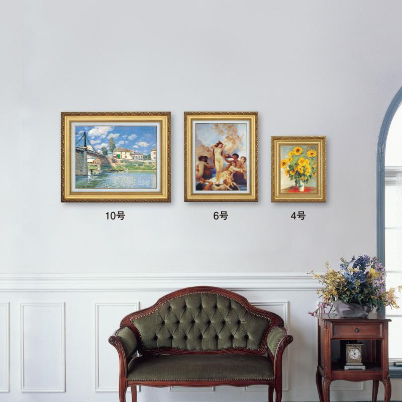 ルノワール 絵画 4号 子犬を抱く少女 4号 立体複製名画 額付き