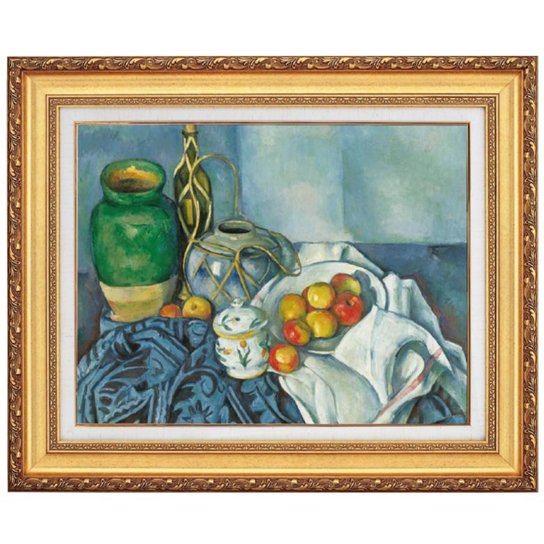セザンヌ 作品 リンゴのある静物 10号 立体複製名画 額付き 壁掛け
