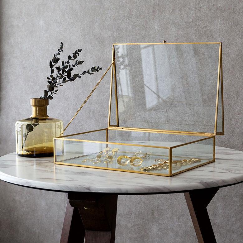 ELEMENTS アクセサリー ケース ジュエリー ガラス 真鍮 スタンド