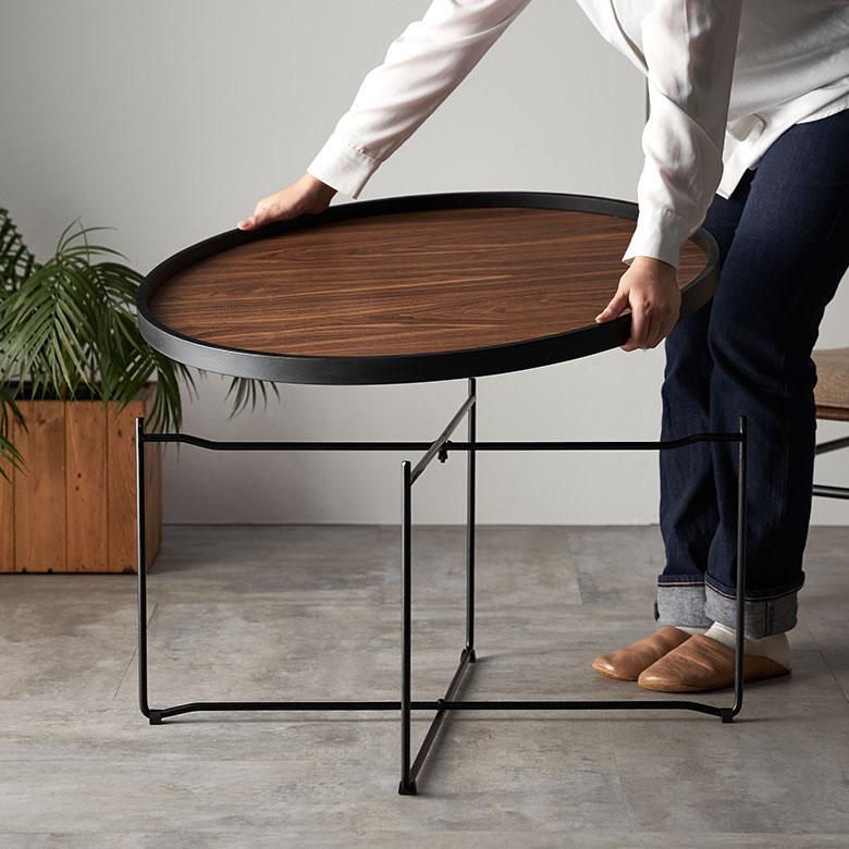 東谷 サイド テーブル トレー トレイ 約 高さ 38 cm 折りたたみ 天板