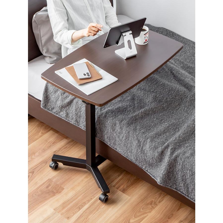 Yesotasサイドテーブル昇降式 ガス圧昇降ベッドテーブル PCテーブル