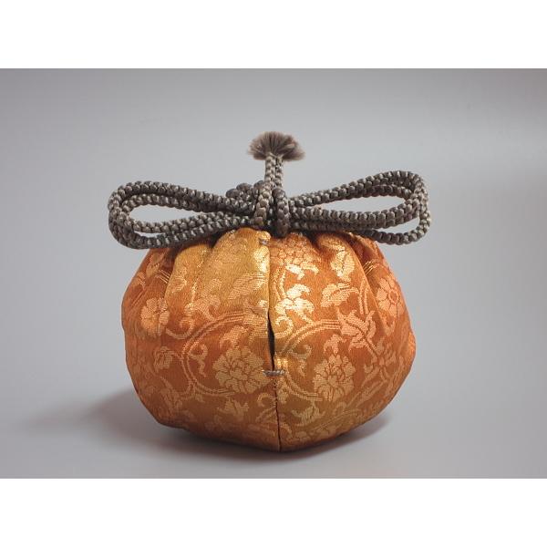 古瀬戸写内海茶入 加藤唐三郎造 金襴仕覆付（共箱なし／本体のみ