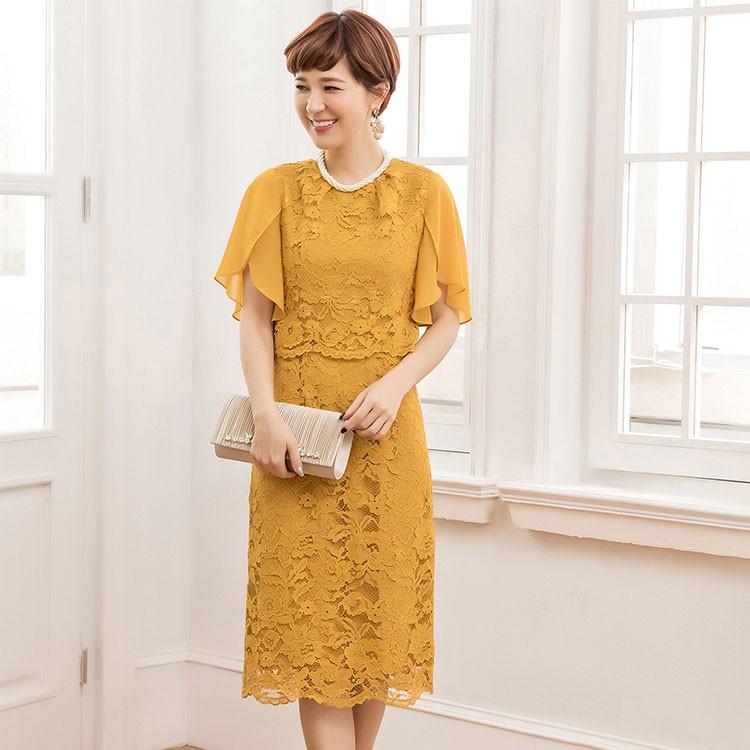 You Color パーティードレス ワンピース 袖あり フォーマルドレス 膝丈