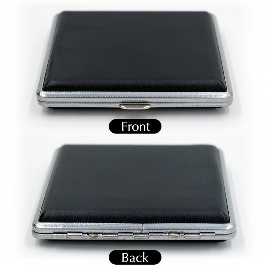 20本収納 シガレットケース レザー アルミ合金 タバコ シルバー 革