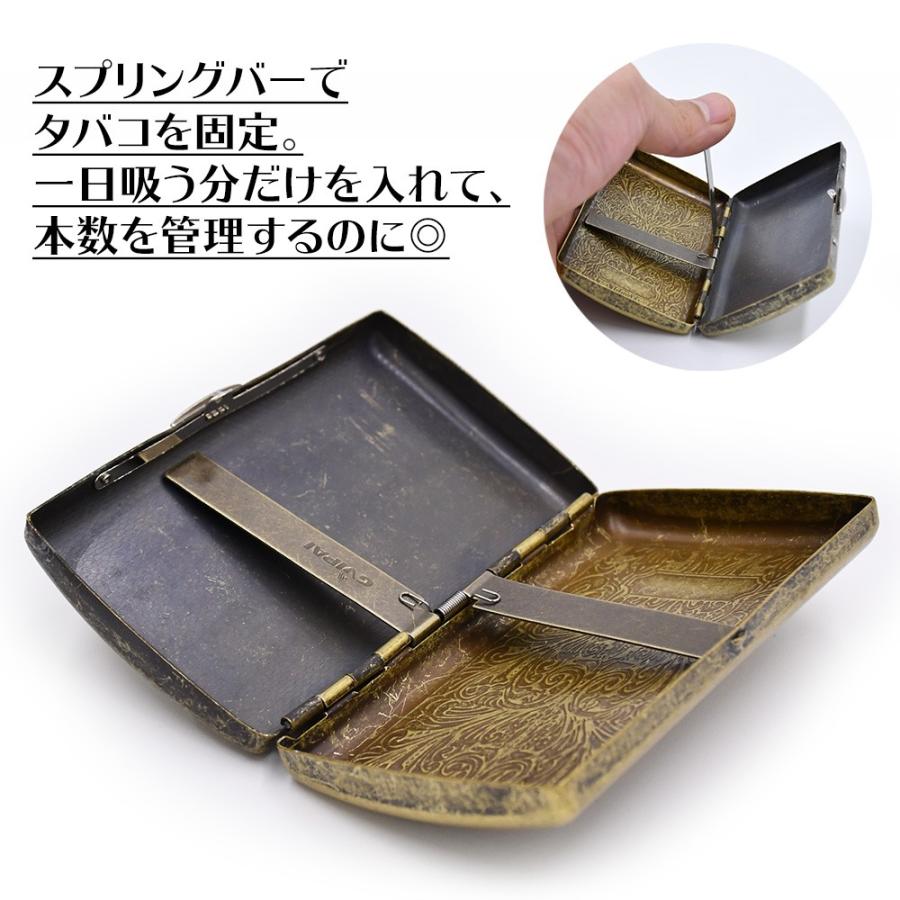 ビンテージ加工 ブロンズ シガレットケース スリム タバコ入れ 12本