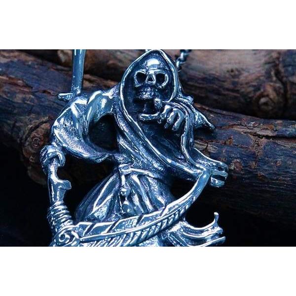 死神 デス 骸骨 大鎌 メンズ ステンレス ペンダント ネックレス