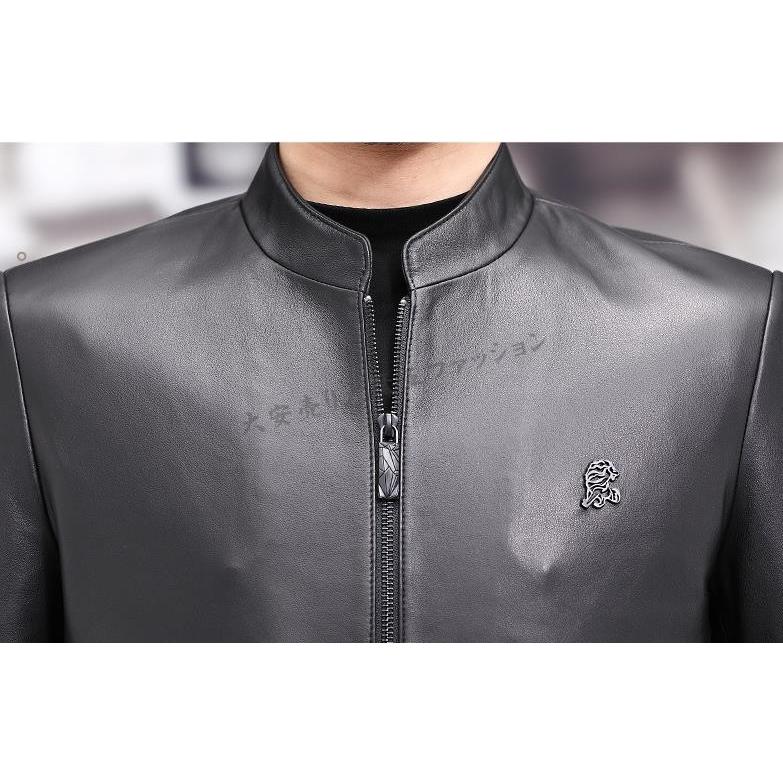 レザージャケットメンズ高級ラム革羊革防風防寒40代50代60代革