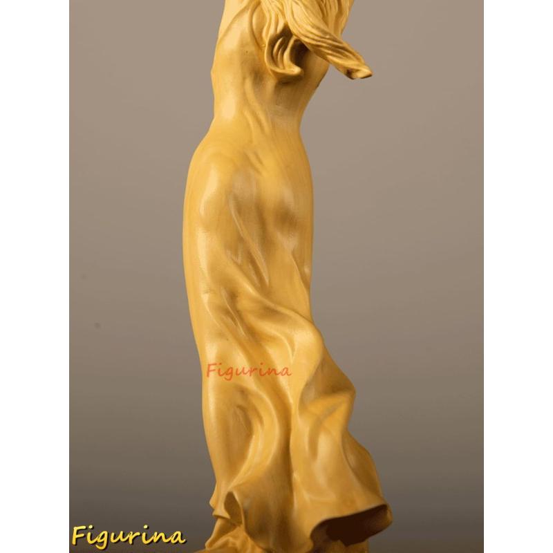 木彫り 女性像 置物 美人裸婦像 柘植 幸運 開運 風水 インテリア 木製