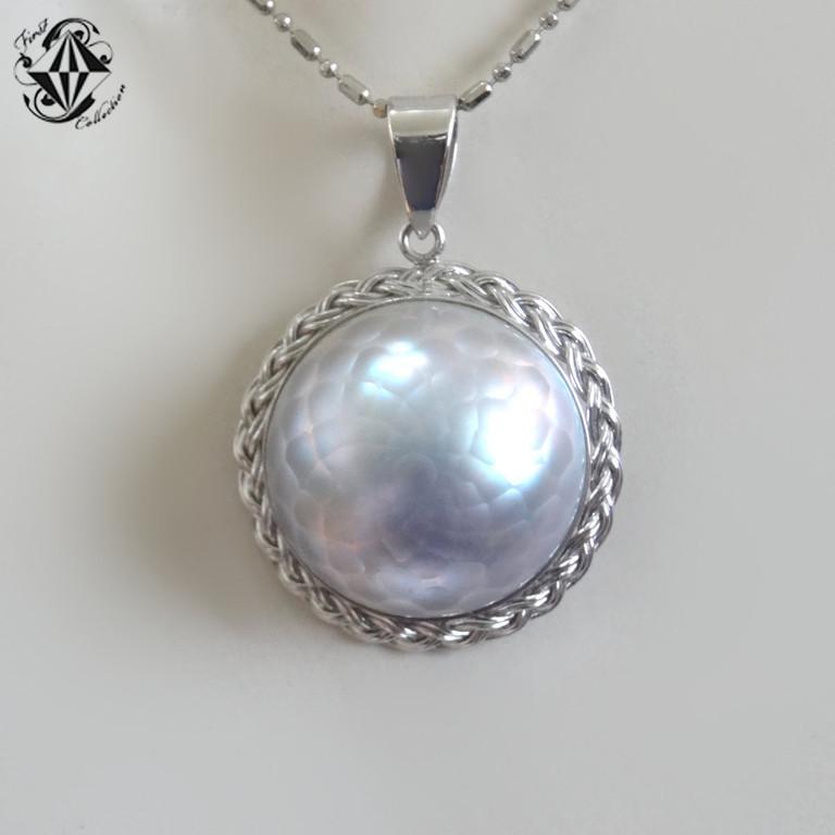 華真珠 真珠 マベ パール ペンダント 現品限り ホワイトゴールド K14