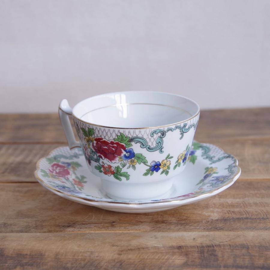 アンティーク ソビエト ロモノーソフ ピンク花柄カップ＆ソーサーと