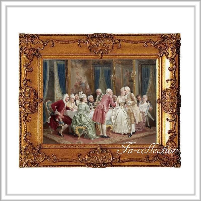 ロココ調ゴールドダブルフレーム 貴族額絵 ファブリック印刷 274M