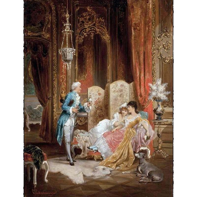 ロココ調ゴールドダブルフレーム 貴族額絵 ファブリック印刷 40M