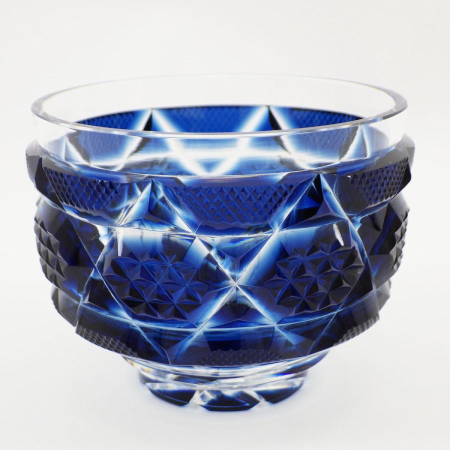 薩摩切子 松浦正行 作品 矢来紋様切子 脚付杯 【人気作家 入手困難作品