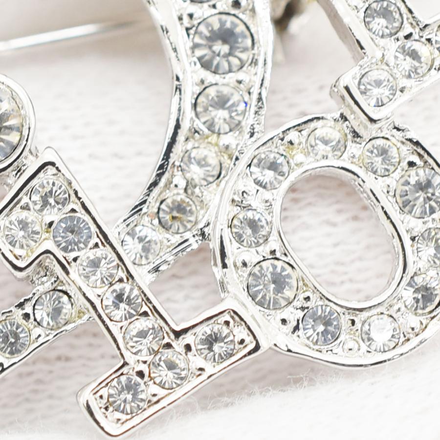 クリスチャンディオール Christian Dior ブローチ ロゴ ラインストーン