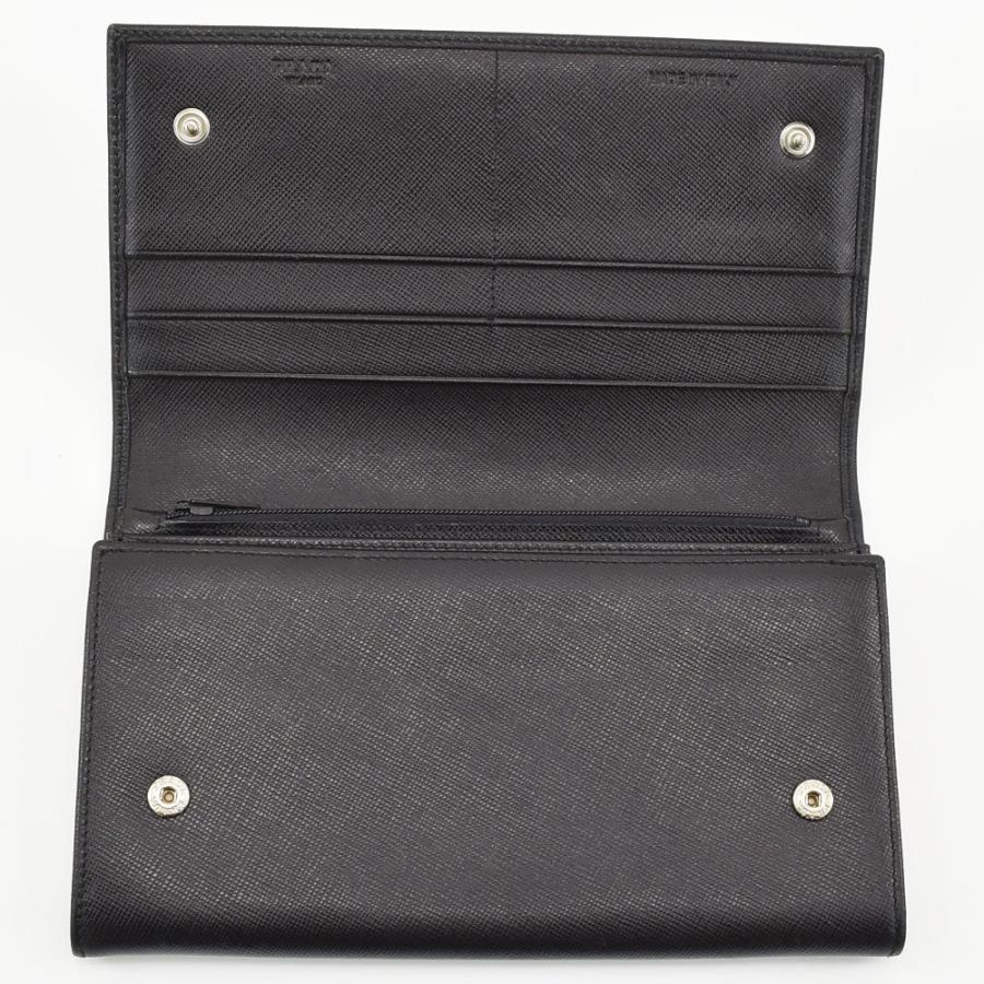 PRADA（プラダ） 二つ折り長財布 三角ロゴ サフィアーノ ブラック