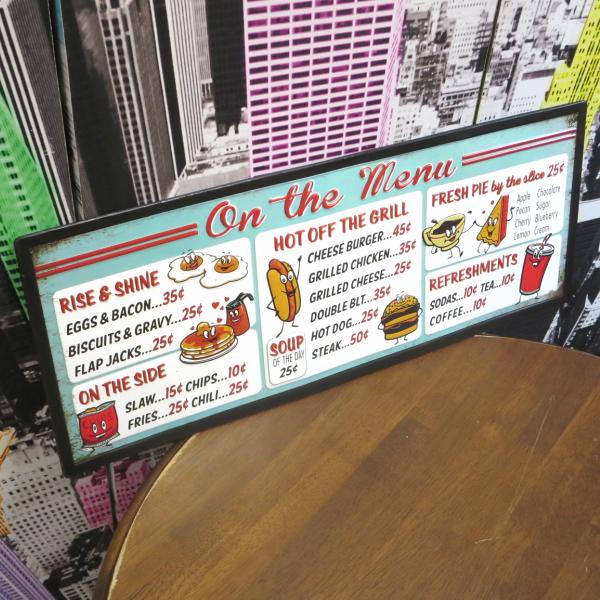 アメリカン ダイナー エンボス メタルサイン MENU 【メニュー】アメ