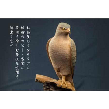 ふるさと納税 一木造り彫刻 鷹 伝統工芸 工芸品 木彫り 彫刻 木製 職人