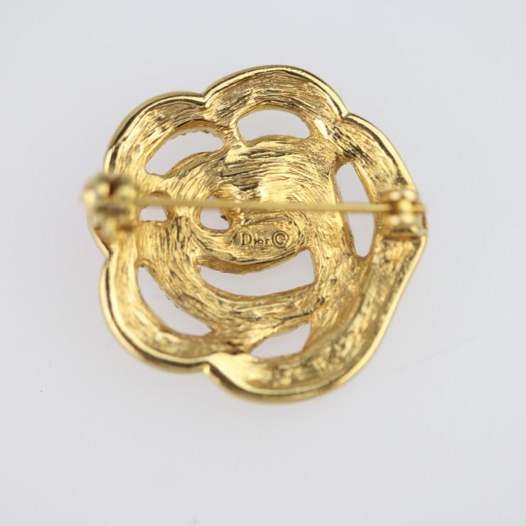 美品 Christian Dior クリスチャンディオール ブローチ メタル ライン