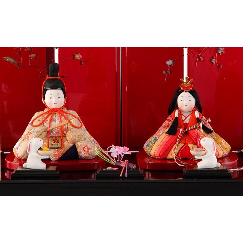 雛人形 コンパクト おしゃれ 木目込み 村岡人形 花うさぎ雛 ちりめん