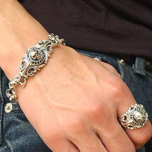 シルバーブレスレット メンズ シルバーアクセサリー スカル b0529 腕