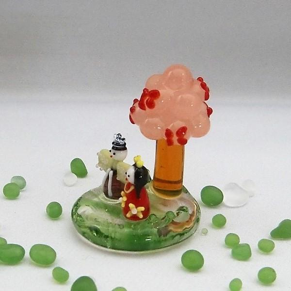 春の豆雛三段飾りガラス細工ミニチュア 春の豆雛三段飾り ガラス細工