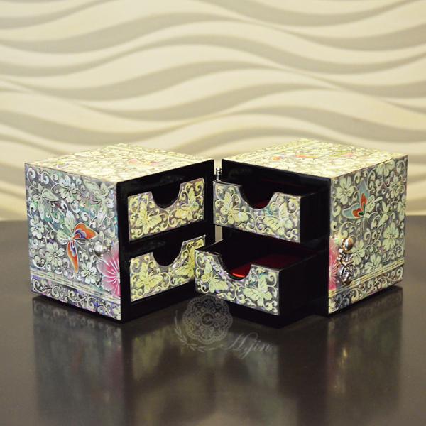 韓国螺鈿 螺鈿漆器 螺鈿 高級 宝石箱 ジュエリーボックス 鶴 韓国伝統