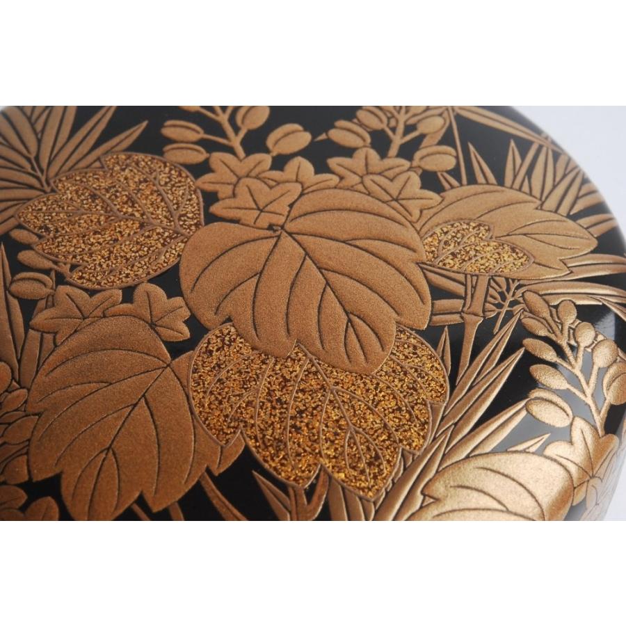 平石晃祥 黒漆塗金蒔絵桐竹文内梨地 棗 二重箱 茶道具 茶入 : 古美術