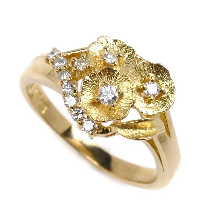 セイコージュエリー K18YG イエローゴールド フラワー リング・指輪