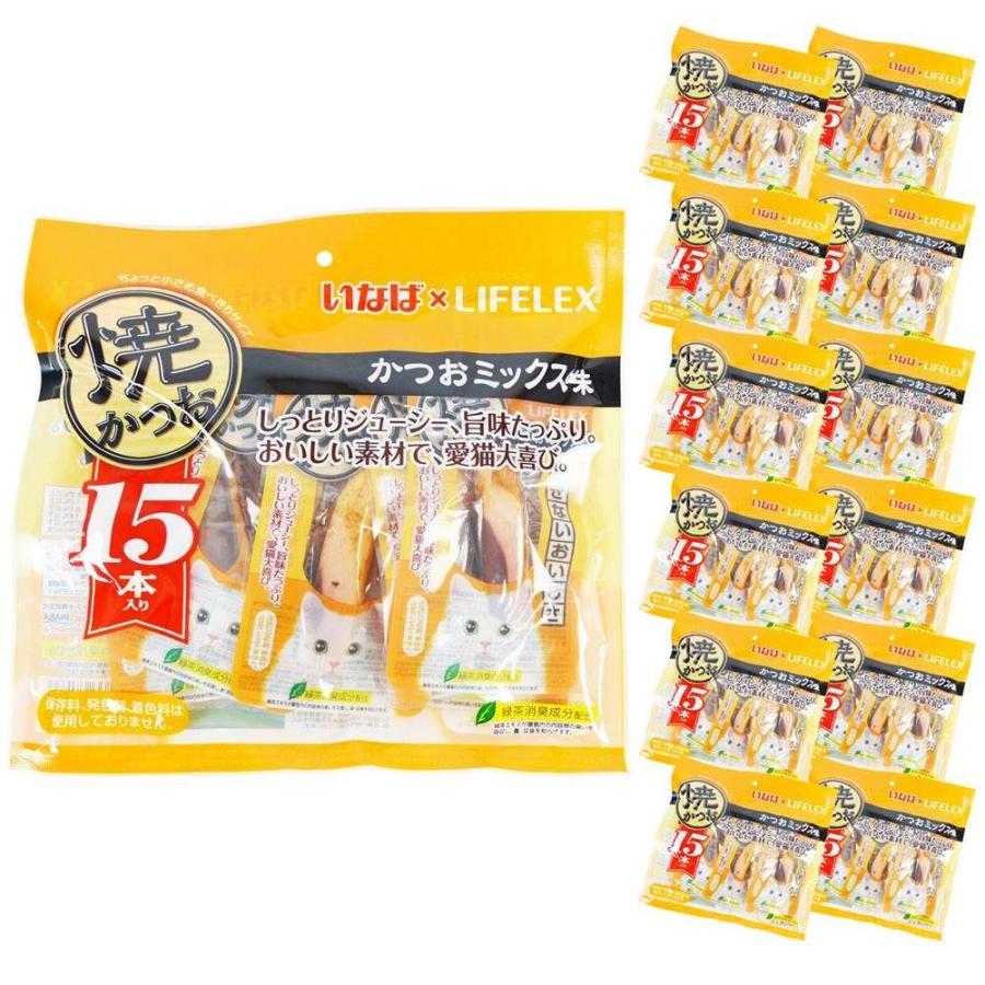 いなばペットフード 焼かつお 15本入り 高齢猫用本格だしミックス味