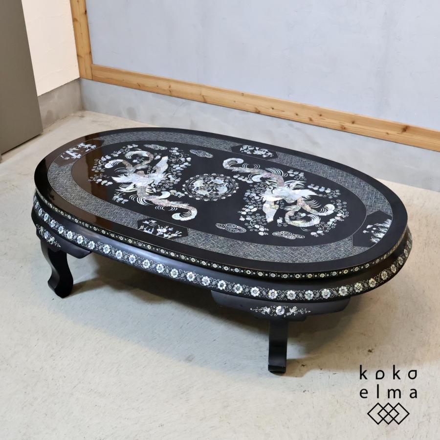 螺鈿細工 ローテーブル 座卓 工芸品 センターテーブル アンティーク調