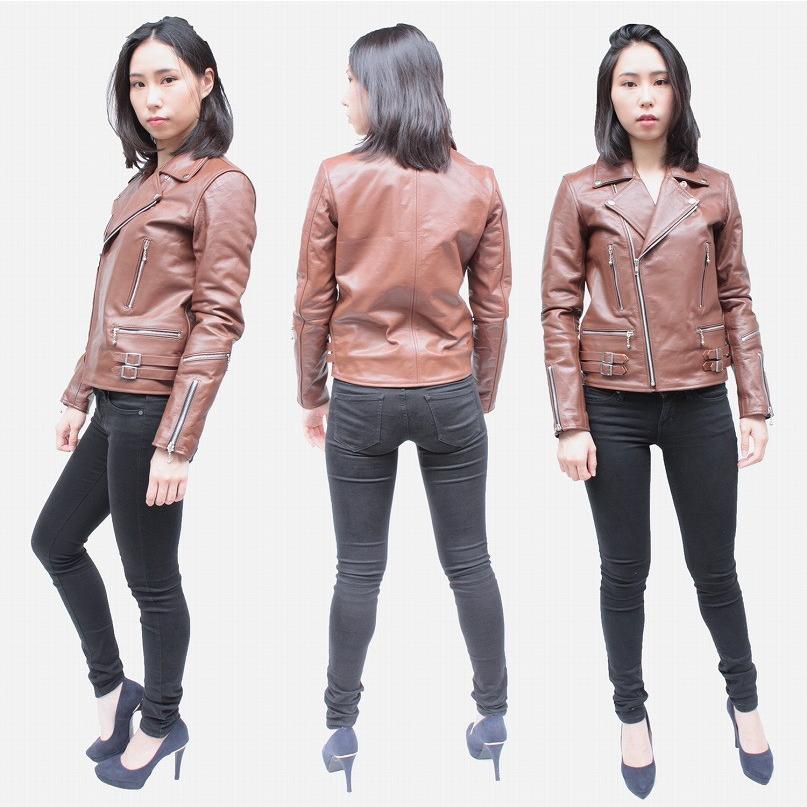 レザージャケット レディース ダブルライダースジャケット 本革 4267