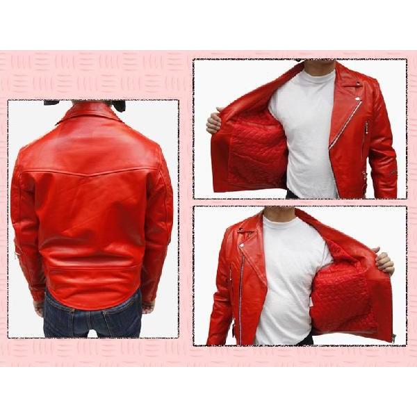 美品】AVIREX 本革レザージャケット 赤 M スタンドカラー ライダース