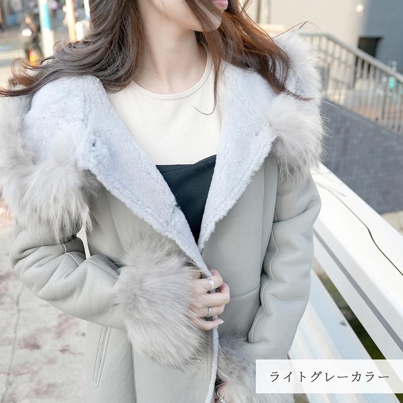 ムートンコート レディース 本革 ラム ダブルフェイス ロングコート