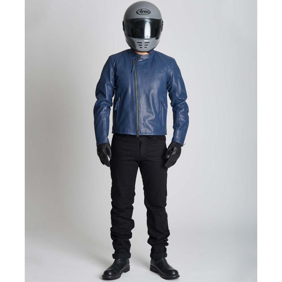 極美品○KADOYA カドヤ レザージャケット フード 山羊革 ネイビー