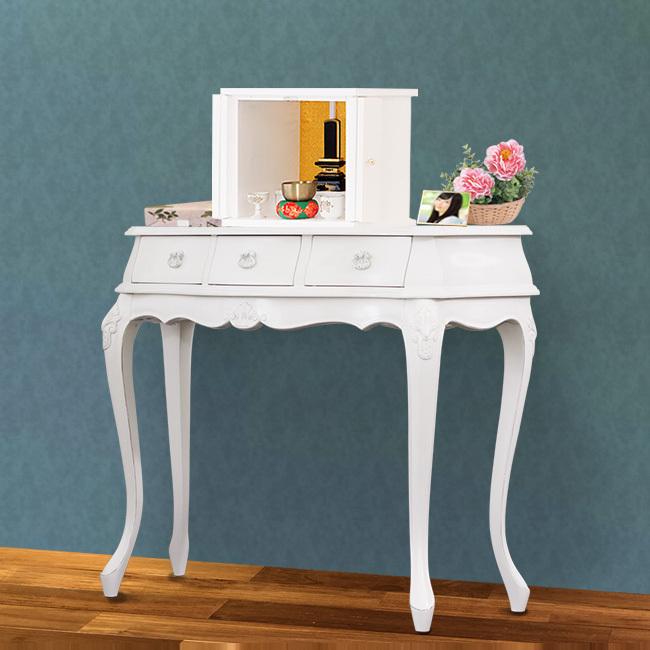 仏壇台 猫脚 アンティーク 幅90 白 コンソールテーブル 上品