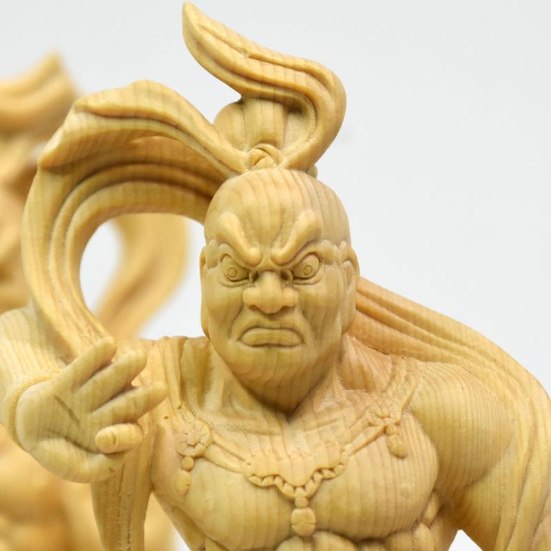 木彫り仏像 【仁王像(金剛力士)】 桧木（ヒノキ） 総高さ20cm : 海宇