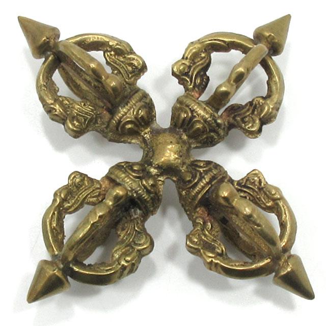 密教法具 カツマ 羯磨 銅製 仏具 法器 約11cm 十字 バジュラ 五