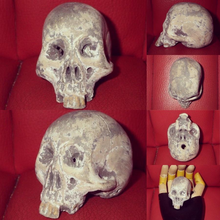 ビンテージ スカル 髑髏 陶磁器 野晒し しゃれこうべ ドクロ 置物 年代