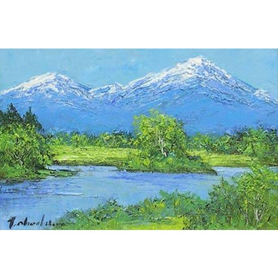 ☆鳥海山と水田・肉筆油彩画・F6キャンバス ☆鳥海山と水田・肉筆油彩