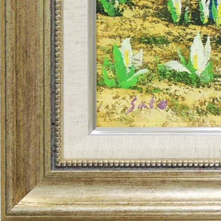 海と街と山の風景画 油絵 肉質画 サインあり Michio 海と街と山の風景