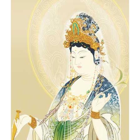 真作/水如/楊柳観音像図/岩上観音図/布袋屋掛軸HI-762 真作/水如/楊柳