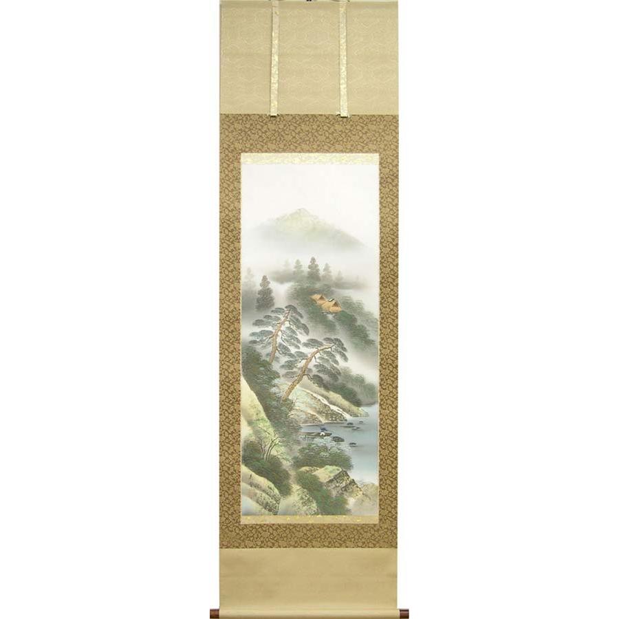 掛け軸 彩色山水 (桑田美堂) 【掛軸】【一間床・半間床】【山水